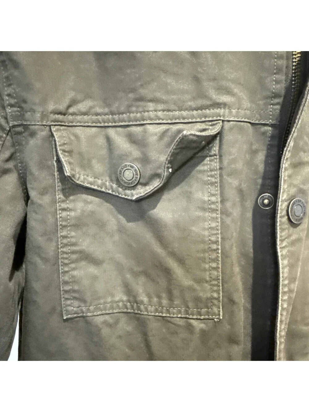 WENVEN Jacket Men’s Medium Olive  Canvas Military Full Zip Lined Workwear Coat